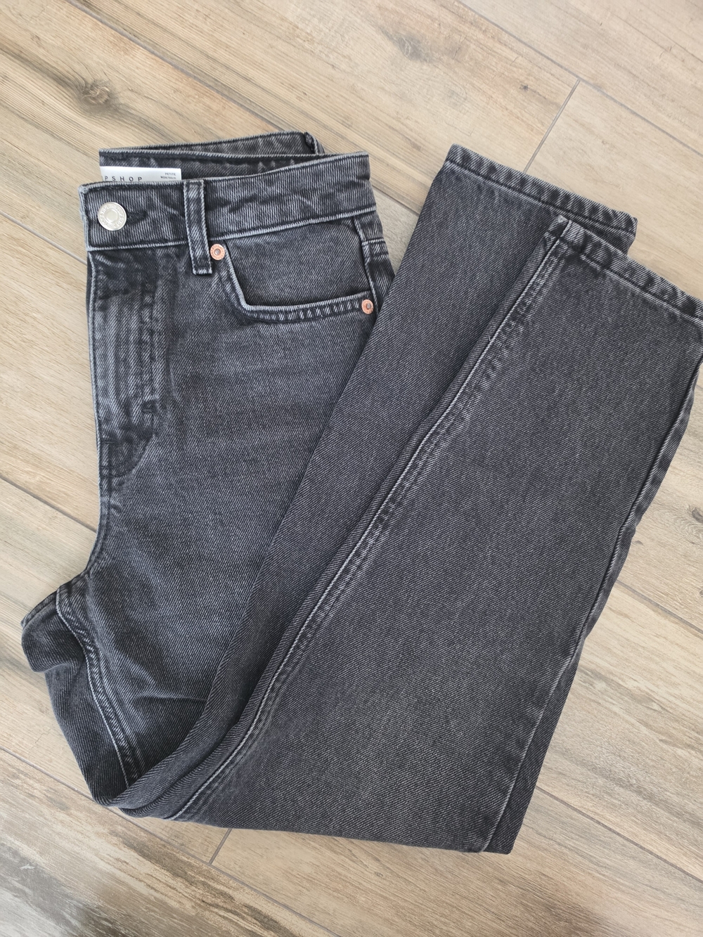 Topshop Petite Mom Jeans Washed Black W26 L28